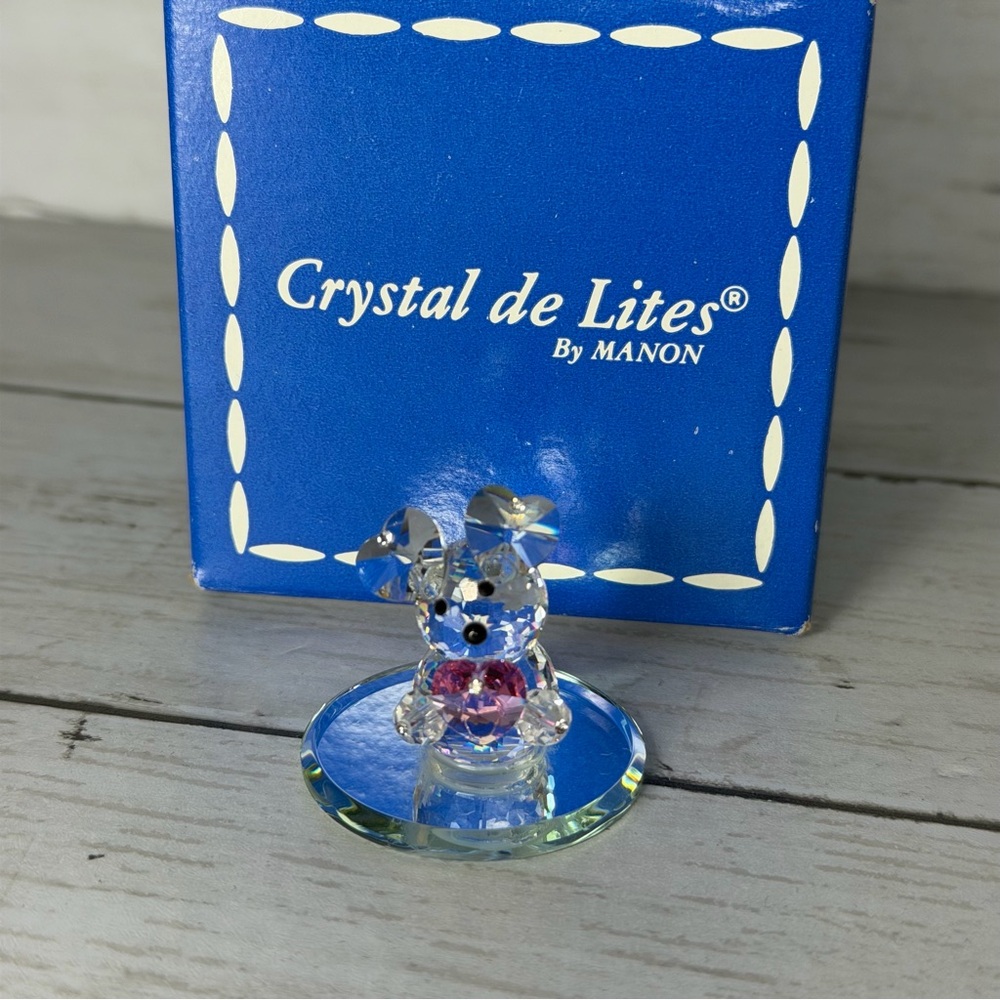 Vintage Crystal de Lites by Manon Bear w/ Pink Heart 827 Austrian Crystal figuri